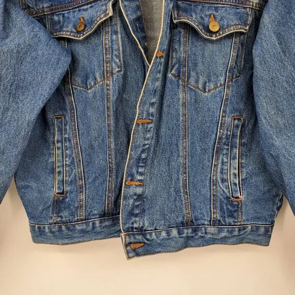 Vintage Looney Tunes Tasmanian Devil Mean and Rough Patch Jean Jacket Large - Picture 15 of 16